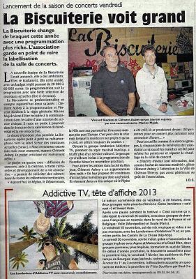 Coupure de presse — L'Union, Septembre 2013 : Addictive TV, programmation, politique culturelle