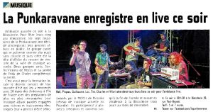 Coupure de presse — L'Union, Septembre 2014 : La Punkaravane, enregistrement, punk, concert