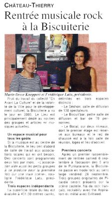 Coupure de presse — L'Axonais, Septembre 2014 : Frédérique Latu, Marie-Liesse Kneppert, programmation, rock