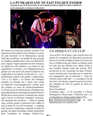 Coupure de presse — L'Union, Novembre 2014 : La Punkaravane, résidence, punk