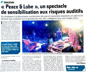 Coupure de presse — L'Union, Mars 2015 : Peace & Lobe, santé auditive, résidence