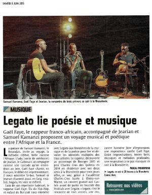 Coupure de presse — L'Union, Juin 2015 : Gaël Faye, Legato, concert, rap
