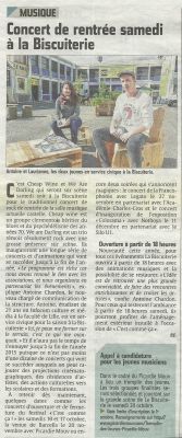 Coupure de presse — L'Union, Septembre 2015 : Cheap Wine, We Are Darling, programmation, rock