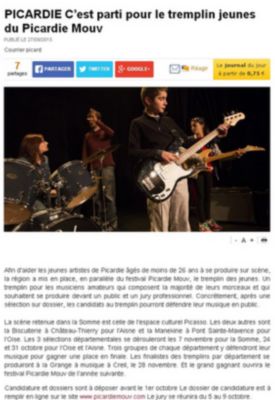 Coupure de presse — Courrier picard, Septembre 2015 : Picardie Mouv, tremplin, festival