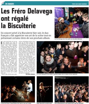 Coupure de presse — L'Union, Novembre 2015 : Fréro Delavega, Sophie Tapie, concert, chanson