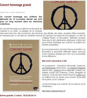 Coupure de presse — Vu du Château, Décembre 2015 : La Punkaravane, Geneviève Morissette, solidarité, concert