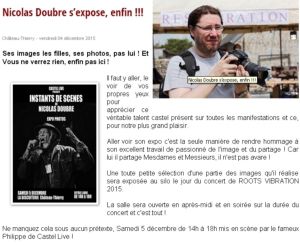 Coupure de presse — Vu du Château, Décembre 2015 : Nicolas Doubre, Castel Live, exposition