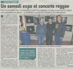 Coupure de presse — L'Union, Décembre 2015 : Nicolas Doubre, Castel Live, exposition, reggae