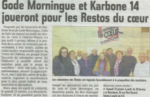 Coupure de presse — L'Union, Janvier 2016 : Gode Morningue, Karbone 14, solidarité, concert