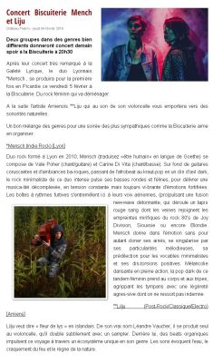 Coupure de presse — Vu du Château, Février 2016 : Mensch, Lilju, concert, rock