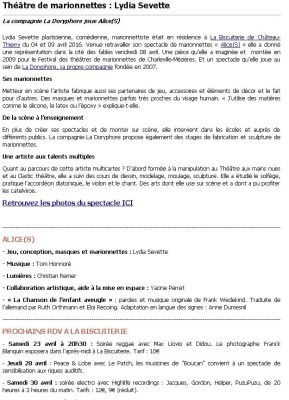 Coupure de presse — TMA Vision, Avril 2016 : Lydia Sevette, La Doryphore, résidence, portrait