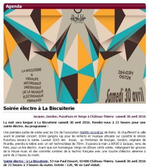 Coupure de presse — TMA Vision, Avril 2016 : Jacques, Gordon, électro, concert