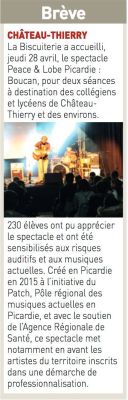 Coupure de presse — Autant en emporte la Marne, Mai 2016 : Peace & Lobe, Boucan, santé auditive, éducation artistique