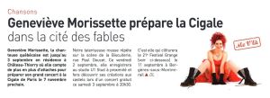 Coupure de presse — Autant en emporte la Marne, Août 2016 : Geneviève Morissette, résidence, chanson, enregistrement
