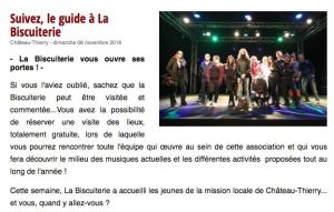 Coupure de presse — Vu du Château, Novembre 2016 : action culturelle, visite