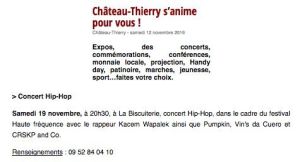 Coupure de presse — Vu du Château, Novembre 2016 : Kacem Wapalek, Haute Fréquence, rap, concert