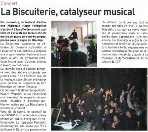 Coupure de presse — Autant en emporte la Marne, Décembre 2016 : Kacem Wapalek, Haute Fréquence, rap, action culturelle