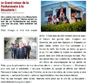 Coupure de presse — Vu du Château, Mars 2017 : La Punkaravane, La Jambe de Frida, concert, rock