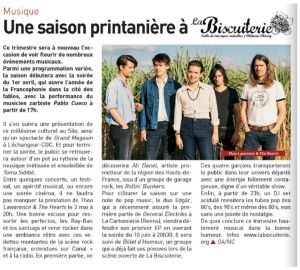 Coupure de presse — Autant en emporte la Marne, Mars 2017 : Theo Lawrence & The Hearts, Ali Danel, programmation