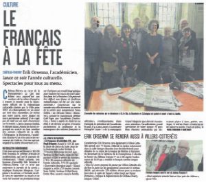Coupure de presse — L'Union, Avril 2017 : Erik Orsenna, Toma Sidibé, politique culturelle, U1