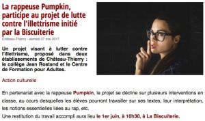Coupure de presse — Vu du Château, Mai 2017 : Pumpkin, action culturelle, rap