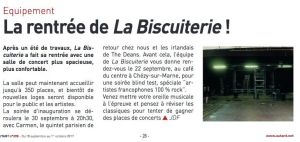 Coupure de presse — Autant en emporte la Marne, Septembre 2017 : The Deans, Carmen, travaux, blind test