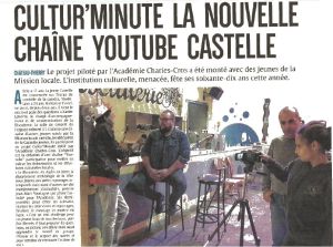 Coupure de presse — L'Union, Novembre 2017 : Cultur'Minute, Académie Charles-Cros, action culturelle, partenariat