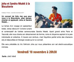Coupure de presse — Vu du Château, Novembre 2017 : Sandra Nkaké, Joha, concert