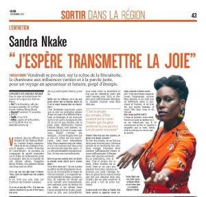 Coupure de presse — L'Union, Novembre 2017 : Sandra Nkaké, Haute Fréquence, interview