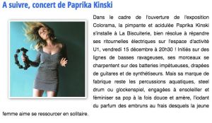 Coupure de presse — Vu du Château, Décembre 2017 : Paprika Kinski, Colorama, concert, pop