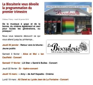 Coupure de presse — Vu du Château, Janvier 2018 : Alice et Moi, Ian Caulfield, programmation