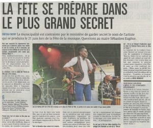 Coupure de presse — L'Union, Mai 2018 : Sébastien Eugène, Françoise Nyssen, fête de la musique, politique culturelle