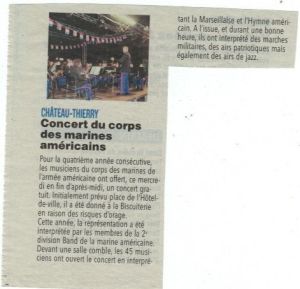 Coupure de presse — L'Union, Mai 2018 : 2nd Marine Division Band, concert, patrimoine