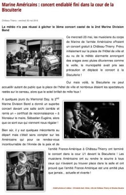 Coupure de presse — Vu du Château, Mai 2018 : 2nd Marine Division Band, Sébastien Eugène, concert, patrimoine