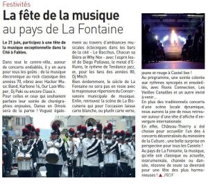 Coupure de presse — Autant en emporte la Marne, Juin 2018 : Electro Deluxe, Castel Live, fête de la musique, reggae