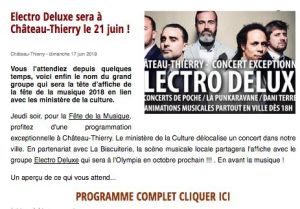Coupure de presse — Vu du Château, Juin 2018 : Electro Deluxe, fête de la musique, hors les murs