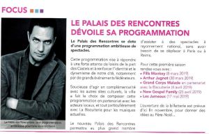 Coupure de presse — La Vie du Conseil, Septembre 2018 : Grand Corps Malade, Palais des Rencontres, programmation, partenariat