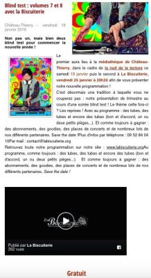 Coupure de presse — Vu du Château, Janvier 2019 : Nuit de la lecture, blind test, programmation