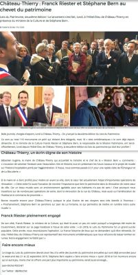 Coupure de presse — L'Axonais, Mars 2019 : Stéphane Bern, Franck Riester, patrimoine, U1