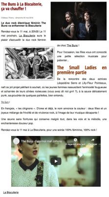 Coupure de presse — Vu du Château, Mai 2019 : The Buns, The Small Ladies, concert, rock