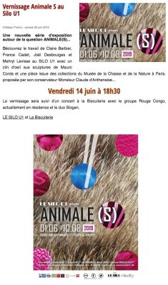 Coupure de presse — Vu du Château, Juin 2019 : Animale(s), Rouge Congo, exposition, U1