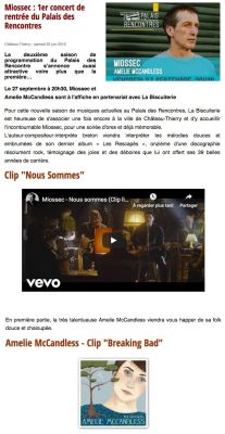 Coupure de presse — Vu du Château, Juin 2019 : Miossec, Amélie McCandless, Palais des Rencontres, partenariat