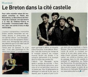 Coupure de presse — Autant en emporte la Marne, Septembre 2019 : Miossec, Amélie McCandless, Palais des Rencontres, rock