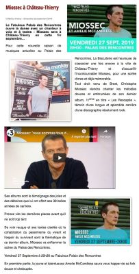 Coupure de presse — Vu du Château, Septembre 2019 : Miossec, Amélie McCandless, Palais des Rencontres, concert