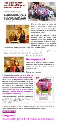 Coupure de presse — Vu du Château, Octobre 2019 : Octobre rose, solidarité, blind test