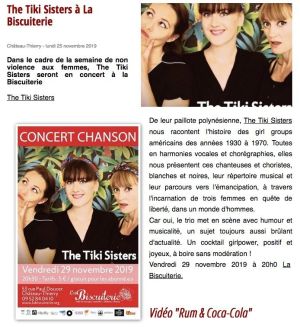 Coupure de presse — Vu du Château, Novembre 2019 : The Tiki Sisters, concert, chanson