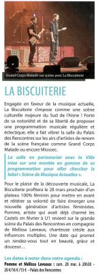 Coupure de presse — Vivre à Château-Thierry, Décembre 2019 : Grand Corps Malade, Pomme, Palais des Rencontres, programmation
