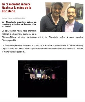 Coupure de presse — Vu du Château, Février 2020 : Yannick Noah, Champagne FM, enregistrement