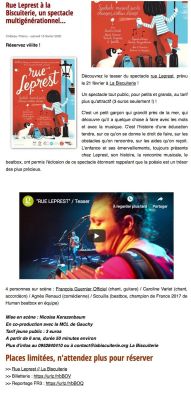 Coupure de presse — Vu du Château, Février 2020 : Rue Leprest, Allain Leprest, jeune public, chanson
