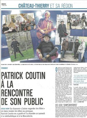 Coupure de presse — L'Union, Mars 2020 : Patrick Coutin, Médiathèque Jean Macé, concert, partenariat